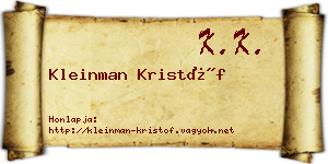 Kleinman Kristóf névjegykártya